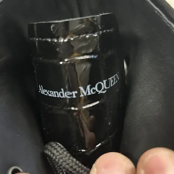 Alexander McQueen Croc Effect Boots Womens 38.5E US 8.5 Black Combat New - Picture 4 of 16
